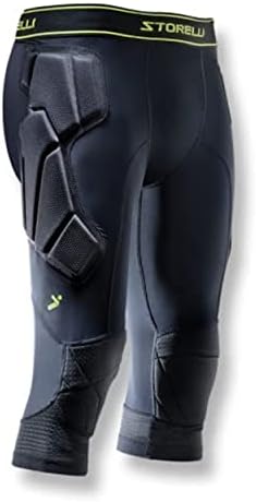 Storelli BodyShield 3/4 Goalkeeper Leggings 2 High-Impact Protection Sweat-Wicking UV-Resistant Athletic Bottoms for Soccer & Heavy-Duty Sports Black Youth Large