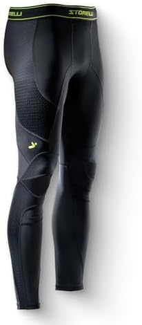 Storelli BodyShield Turf Burn Compression Men's Leggings 2 Soccer Base Layer with Shin Guard Pockets Sports Accessories for Football Baseball Leg Protection Black Extra Large