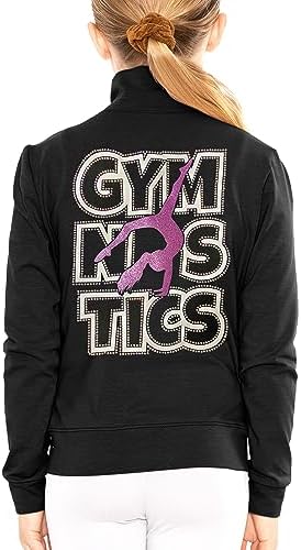 STRETCH IS COMFORT Glitter Gymnastics Jacket Mock Neck Youth Size 4-16