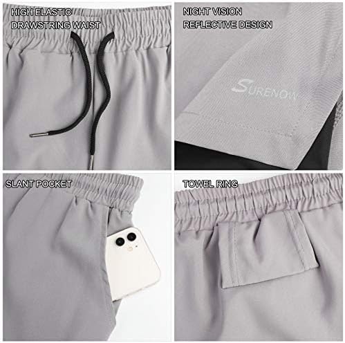 Surenow Mens 2 In 1 Running Shorts Quick Dry Athletic Shorts With Liner Workout Shorts With Zip Pockets And Towel Loop