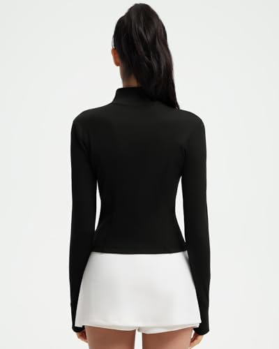 SUUKSESS Women Golden Full Zip Up Workout Cropped Jackets Lightweight Athletic Yoga Tops