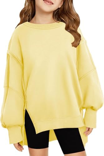 Sweatshirts For Teen Girls Trendy Crewneck Oversized Kids Tops Long Sleeve Cute Fall Clothes