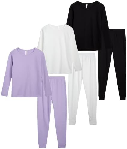 Sweet Hearts Girls Thermal Underwear Set - 6 Piece Waffle Knit Shirt and Long Johns Thermal Leggings: Made in USA (2T-16)