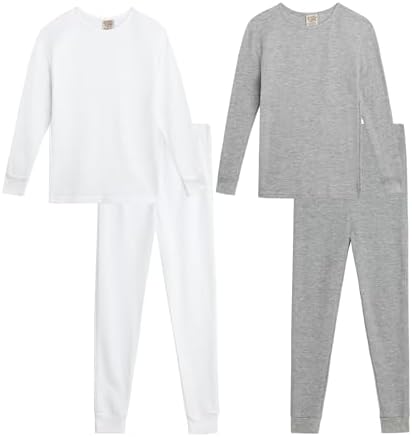 Sweet & Sassy Girls Thermal Underwear Set - 4 Piece Waffle Knit Thermal Long Sleeve and Long Johns Base Layer (Sizes 2T-16)