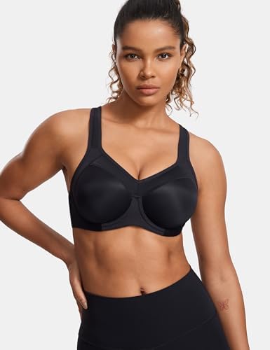 SYROKAN Women's Full Support High Impact Racerback Lightly Lined Underwire Sports Bra