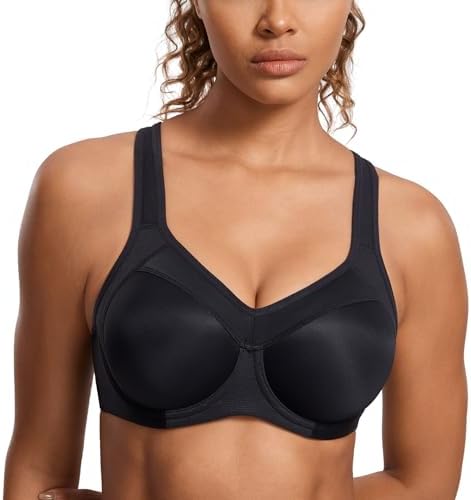 SYROKAN Women's Full Support High Impact Racerback Lightly Lined Underwire Sports Bra