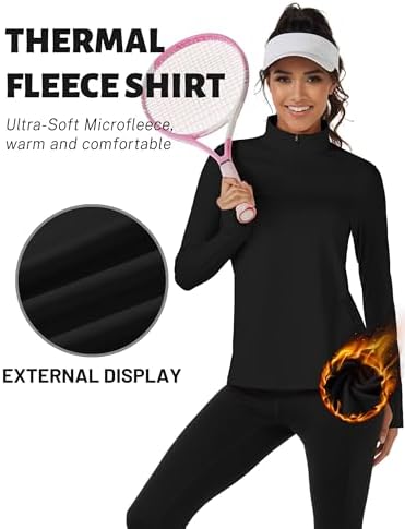 TACVASEN Women's Fleece Pullover Quarter Zip Sweatshirt Thermal Shirts Long Sleeve Athletic Tops