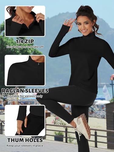 TACVASEN Women's Fleece Pullover Quarter Zip Sweatshirt Thermal Shirts Long Sleeve Athletic Tops