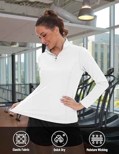 TACVASEN Women's Quarter Zip Pullover Golf Shirts UPF 50+ Long Sleeve Sun Shirts UV Protection Workout Tops