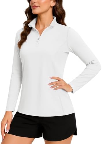 TACVASEN Women's Quarter Zip Pullover Golf Shirts UPF 50+ Long Sleeve Sun Shirts UV Protection Workout Tops