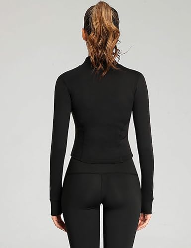Tanming Women's Full Zip Seamless Workout Jacket Running Yoga Slim Fit Track Jacket