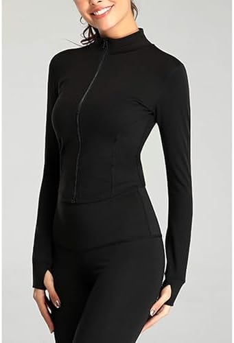 Tanming Women's Full Zip Seamless Workout Jacket Running Yoga Slim Fit Track Jacket