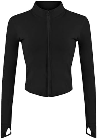 Tanming Women's Full Zip Seamless Workout Jacket Running Yoga Slim Fit Track Jacket