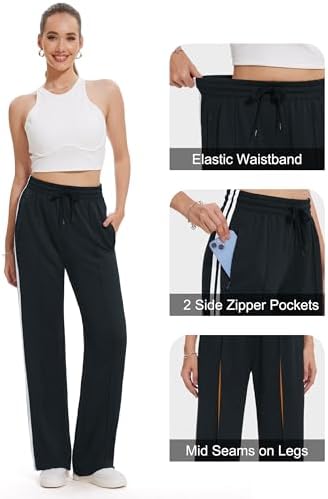 Tapata Women's 28/30/32/34 Inseam Track Pants Loose Straight Leg Jogging Sweatpants Warm-Up Sports Athletic Running