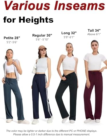 Tapata Women's 28/30/32/34 Inseam Track Pants Loose Straight Leg Jogging Sweatpants Warm-Up Sports Athletic Running