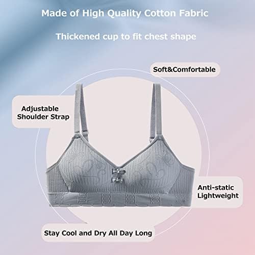 Teen Girls Cotton Bras Breathable Underwear Wire Free Sports Bra With Adjustable Straps Training Bralette