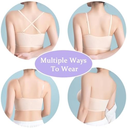 Teen Girls Strapless Bandeau Bra 2 Pack Seamless Underwear Dance Ballet Bralettes For 10-18 Years