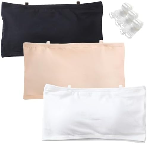 Teen Girls Strapless Bandeau Bra Seamless Underwear with 3 Invisible Strap Bralettes for Kids 10-18 Years