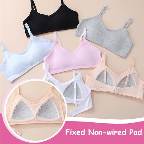 Teens Girls Bras Cotton Wireless Camisole Stretch With Fixed Pads Breathable Training Bralette For 10-18 Years