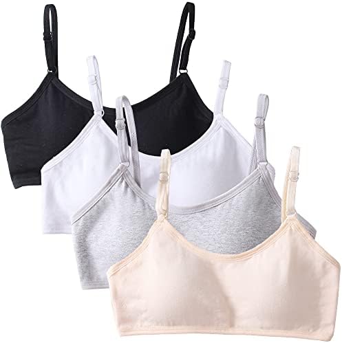Teens Girls Bras Cotton Wireless Camisole Stretch with Fixed Pads Breathable Training Bralette for 10-18 Years