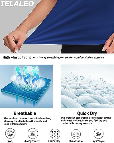 TELALEO 4 Pack Women's Compression Shirt Long Sleeve Performance Workout Baselayer Athletic Top Sports Gear