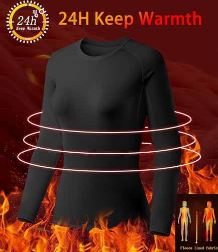 TELALEO 4 Pack Women's Thermal Shirts Fleece Lined Athletic Tops Long Sleeve Compression Workout Baselayer For Cold Weather
