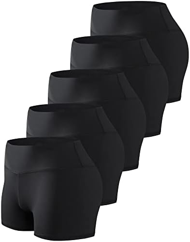 TELALEO 5 Pack 3"/5" Womens Volleyball Shorts Spandex Compression Shorts Workout Performance High Waist Yoga Biker Shorts