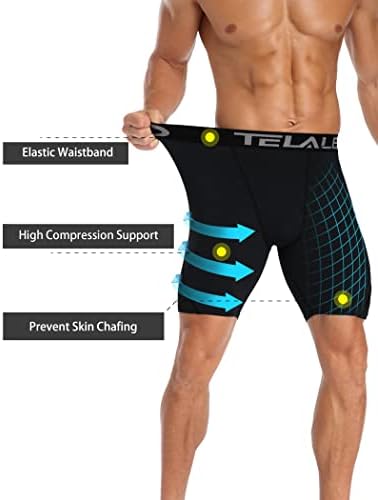 TELALEO 6 Or 5 Pack Compression Shorts For Men Spandex Sport Shorts Athletic Workout Running Performance Baselayer Underwear