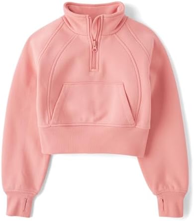The Children's Place girls Long Sleeve Fleece Quarter Zip Pullover
