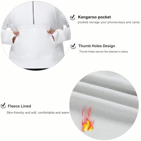 THE GYM PEOPLE Womens' Half Zip Pullover Fleece Stand Collar Crop Sweatshirt With Pockets Thumb Hole