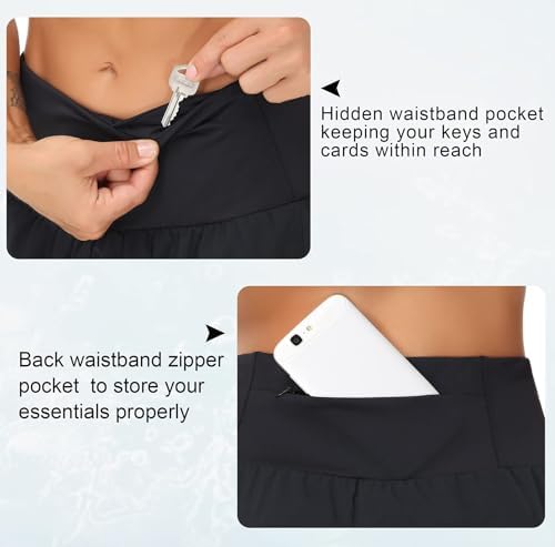 THE GYM PEOPLE Womens High Waisted Running Shorts Quick Dry Athletic Workout Shorts With Mesh Liner Zipper Pockets