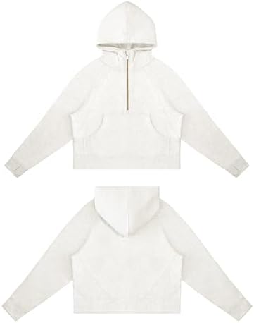 THE GYM PEOPLE Womens' Hoodies Half Zip Long Sleeve Fleece Crop Pullover Sweatshirts With Pockets Thumb Hole