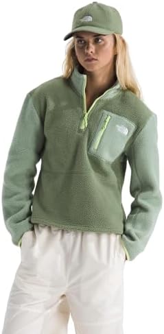 THE NORTH FACE Womens Yumiori Quarter Zip Jacket Lightweight Fleece Coat With Embroidered Logo Secure Zip Chest Pocket
