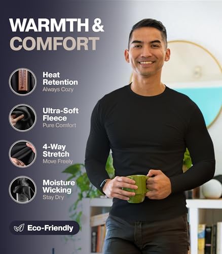 Thermajohn Thermal Shirts For Men Long Sleeve Thermal Compression Shirts For Men Base Layer Cold Weather