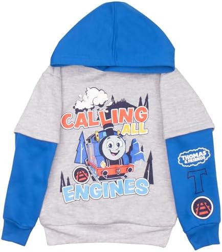 THOMAS & FRIENDS Boys 2-Piece Fleece Set - Thomas The Tank Engine Hooded Sweatshirt And Joggers Bundle For Kids