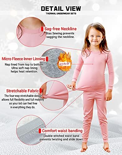 TINFL By Vaenait 4-14 Years Girls Kids Aeroheat Thermal Underwear Base Layers Warm Pajama Fleece Lined Long John Set
