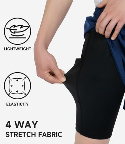 TLAENSON Boys Running Shorts With Liner Kids 2 In 1 Quick Dry Workout Athletic Shorts With Pockets