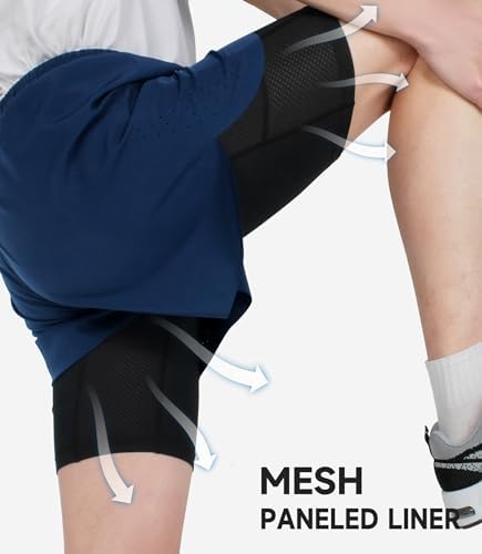 TLAENSON Boys Running Shorts With Liner Kids 2 In 1 Quick Dry Workout Athletic Shorts With Pockets