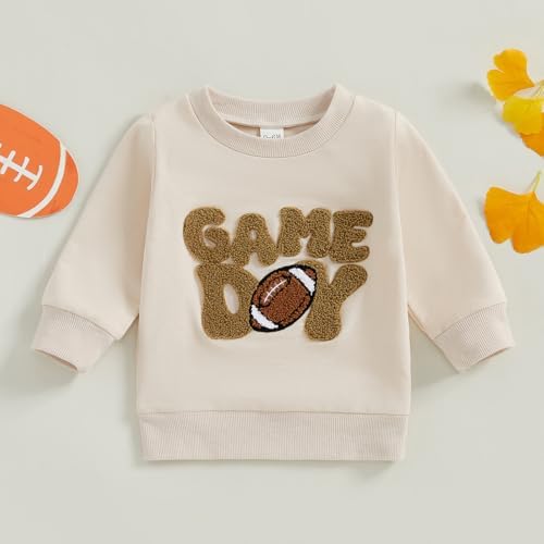 Toddler Baby Girl Boy Fall Clothes Football Game Day Sweatshirt Tops Crewneck Pullovers Shirt Kids Football Outfit