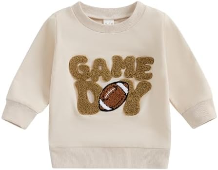 Toddler Baby Girl Boy Fall Clothes Football Game Day Sweatshirt Tops Crewneck Pullovers Shirt Kids Football Outfit