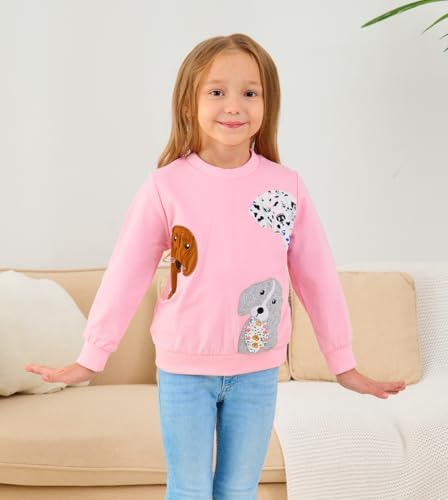 Toddler Baby Girls Sweatshirts Crewneck Pullover Long Sleeve Shirts Tops Girl Fall Winter Clothes 2-8T