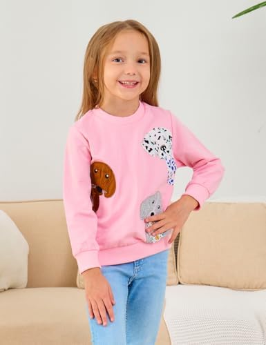 Toddler Baby Girls Sweatshirts Crewneck Pullover Long Sleeve Shirts Tops Girl Fall Winter Clothes 2-8T