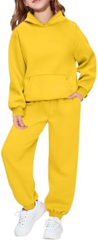 Toddler Boys Girls Sweatsuit Soild 2 Piece Sweatsuits for Teens Kids Sweatshirts and Jogger Sweatpants Sweat Set