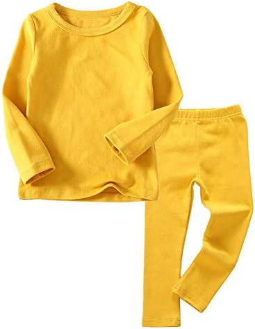 Toddler Boys Girls Thermal Underwear Long Sleeve T-shirt Leggings 2Pcs Kids Winter Base Layer Set 12Months-8Years