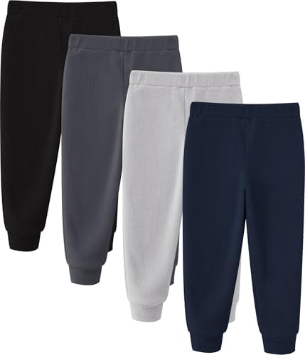 Toddler Boys Warm Heated Microfleece Pants 4-Pack Fleece Sweatpants 2-6 Years