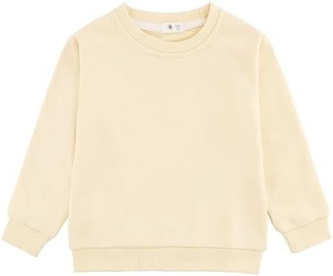 Toddler Crewneck Sweatshirts Solid Pullover Tops for Girls or Boys