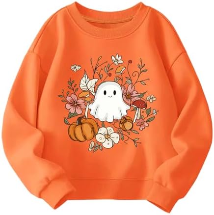 Toddler Halloween Sweatshirt Boys Girls Pumpkin Ghost Dinosaur Graphic Tees Kids Long Sleeve Outfit Tops 2-7t