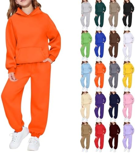 Toddler Kids Tracksuit Boys Girls 2 Piece Sweatsuit Jogging Outfits Jogger Sweatpants and Hooded Sweatshirt Clothing Sets