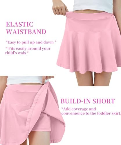 Toddler Skirt Little Girls Athletic Uniform Skorts Golf Outfit Cheer Tennis Skirts With Shorts