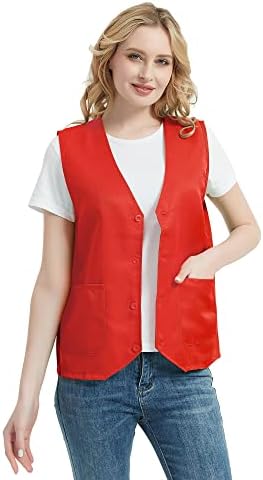 TopTie Unisex Work Vest Volunteer Activity Supermarket Uniform Button Up Vest